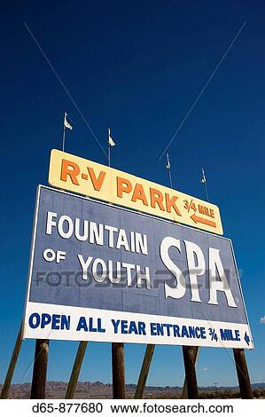 Sign for the Fountain of Youth Spa, Salton Sea area, Bombay Beach, California, USA View Large Photo Image Stock Image - Sign for the Fountain of Youth Spa, Salton Sea area, Bombay Beach, California, USA. Fotosearch