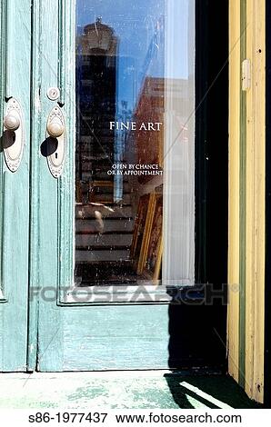 Sign on an Art Gallery Glass Entry Door. View Large Photo Image Stock Photo - Sign on an Art Gallery Glass Entry Door.. Fotosearch