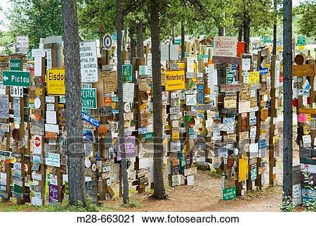 Stock Image - Signpost city, Watson Lake, Yukon, Canada. Fotosearch