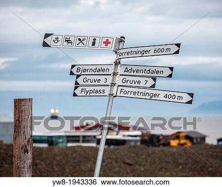 Signs in the village of Longyearbyen, Svalbard, Norway. View Large Photo Image Stock Photograph - Signs in the village of Longyearbyen, Svalbard, Norway.. Fotosearch