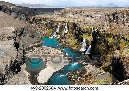 Picture - Sigoldugljfur Waterfall - Landmannalaugar Region - Southern Iceland. Fotosearch