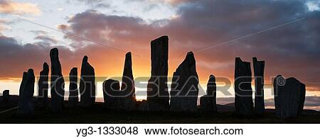 Stock Photo - Silhouette of Callanish standing stones, Isle of Lewis, Outer Hebrides, Scotland. Fotosearch