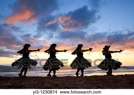 Silhouette of hula dancers at sunset at Palauea Beach, Maui, Hawaii View Large Photo Image Picture - Silhouette of hula dancers at sunset at Palauea Beach, Maui, Hawaii. Fotosearch