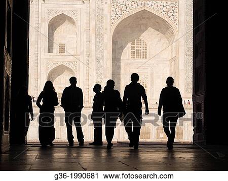 Silhouette of tourists at Taj Mahal in Agra, Uttar Pradesh, India. View Large Photo Image Stock Image - Silhouette of tourists at Taj Mahal in Agra, Uttar Pradesh, India.. Fotosearch