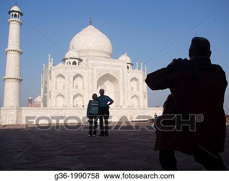 Silhouette of tourists at Taj Mahal in Agra, Uttar Pradesh, India. View Large Photo Image Stock Photo - Silhouette of tourists at Taj Mahal in Agra, Uttar Pradesh, India.. Fotosearch