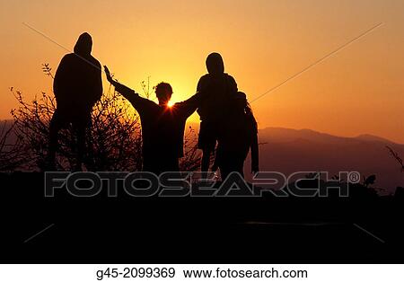 Silhouettes at Dawn, Monte Alban, Oaxaca, Mexico. View Large Photo Image Stock Photo - Silhouettes at Dawn, Monte Alban, Oaxaca, Mexico.. Fotosearch