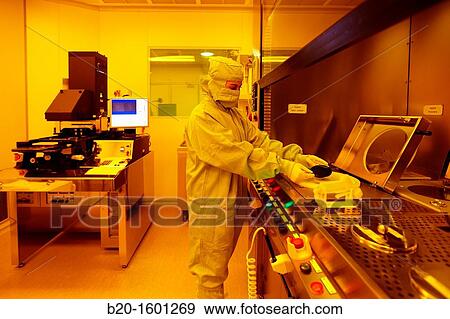 Stock Photo - Silicon wafer, Automated Mask alignment system, photolithography processes, cleanroom, Microelectronics and Microsystems Unit, CEIT(Center of Studies and Technical Research), University of Navarra, Donostia, Gipuzkoa, Basque Country, Spain. Fotosearch