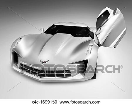 Silver Chevrolet Corvette Stingray Concept Sports Car With