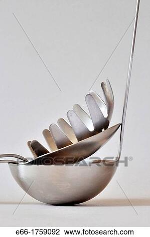 Silver stainless steel kitchen utensils: spoon, ladle and pasta fork View Large Photo Image Stock Image - Silver stainless steel kitchen utensils: spoon, ladle and pasta fork. Fotosearch