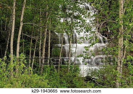 Silver Staircase Falls, Glacier National Park, Montana, USA. View Large Photo Image Stock Photography - Silver Staircase Falls, Glacier National Park, Montana, USA.. Fotosearch