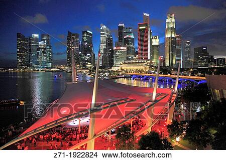 Singapore, Central Business District, skyline, Marina Promenade, View Large Photo Image Picture - Singapore, Central Business District, skyline, Marina Promenade,. Fotosearch