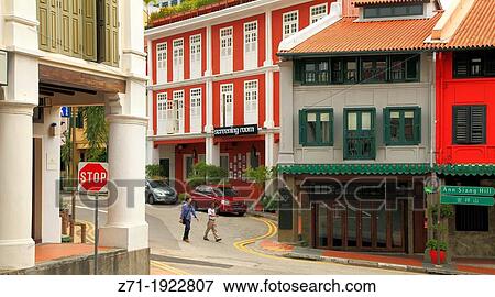 Singapore, Chinatown, street scene, typical architecture, View Large Photo Image Stock Photo - Singapore, Chinatown, street scene, typical architecture,. Fotosearch