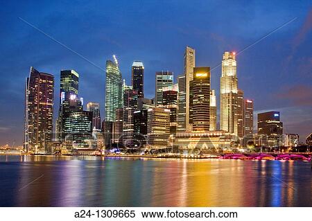 Singapore City, The Skyline from Marina Bay Sands. View Large Photo Image Stock Photography - Singapore City, The Skyline from Marina Bay Sands.. Fotosearch