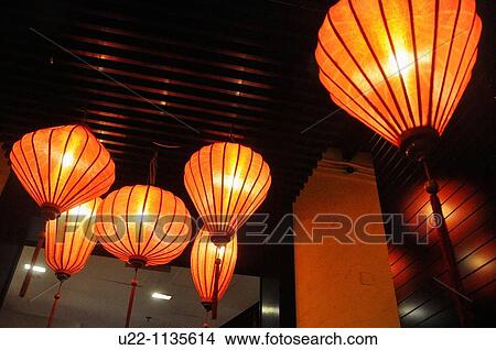 Picture - Singapore: lamps at Clarke Quay, along the Singapore river, nighttime. Fotosearch