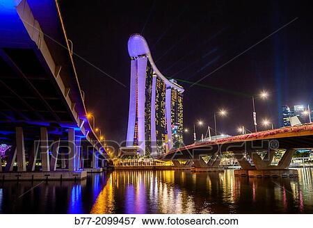 Singapore, night view of Marina Bay Sands, between Bayfront and Benjamin Shears Bridges. View Large Photo Image Stock Photo - Singapore, night view of Marina Bay Sands, between Bayfront and Benjamin Shears Bridges.. Fotosearch