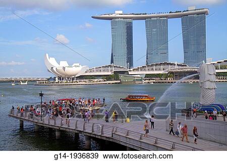 Singapore, Singapore River, Marina Bay, Merlion Park, pier, Marina Bay Sands Integrated Resort, Skybridge, ArtScience Museum, The Shoppes at Marina Bay Sands, fountain, View Large Photo Image Stock Photo - Singapore, Singapore River, Marina Bay, Merlion Park, pier, Marina Bay Sands Integrated Resort, Skybridge, ArtScience Museum, The Shoppes at Marina Bay Sands, fountain,. Fotosearch