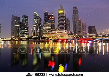 Singapore Skyline at dusk, Singapore View Large Photo Image Stock Image - Singapore Skyline at dusk, Singapore. Fotosearch