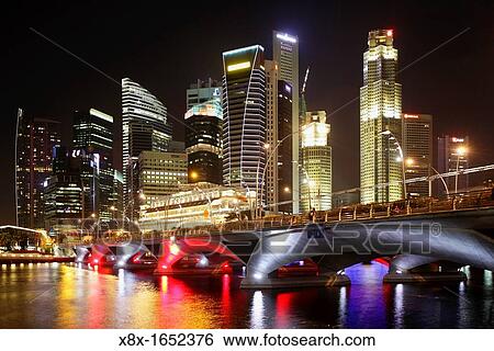 Singapore Skyline at dusk, Singapore View Large Photo Image Stock Photograph - Singapore Skyline at dusk, Singapore. Fotosearch