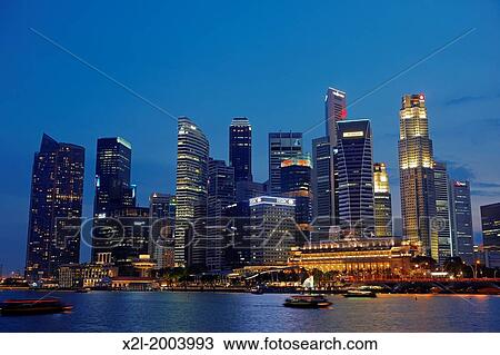 Singapore skyline at night. View Large Photo Image Stock Image - Singapore skyline at night.. Fotosearch