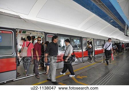 Singapore: train at a MRT station View Large Photo Image Stock Photo - Singapore: train at a MRT station. Fotosearch