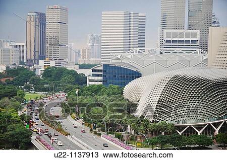 Singapore: view on the city, with the Esplanade Highway and the Esplanade Theatres on the Bay View Large Photo Image Stock Image - Singapore: view on the city, with the Esplanade Highway and the Esplanade Theatres on the Bay. Fotosearch