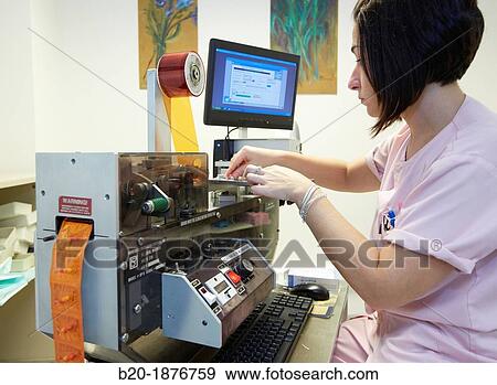 Stock Photo - Single-dose packaging, Pharmacy, Hospital Donostia, San Sebastian, Gipuzkoa, Basque Country, Spain. Fotosearch