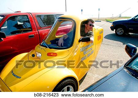 Stock Image - Single seat electric concept car. CA. USA. Fotosearch
