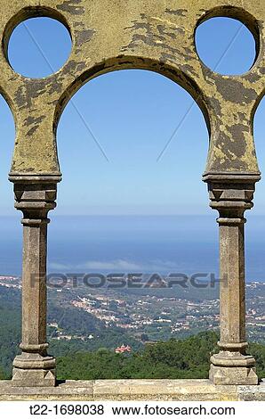 Sintra Portugal Architectural detail of the National Palace da Pena View Large Photo Image Stock Photo - Sintra Portugal Architectural detail of the National Palace da Pena. Fotosearch