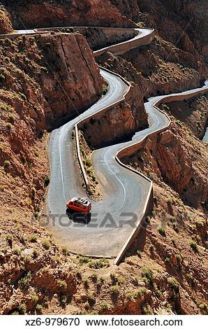 Sinuous road at the gorges, Dades Valley, Ouarzazate province, Sous-Massa-Draa, High Atlas, Morocco, Africa, december 2009 View Large Photo Image Stock Image - Sinuous road at the gorges, Dades Valley, Ouarzazate province, Sous-Massa-Draa, High Atlas, Morocco, Africa, december 2009. Fotosearch