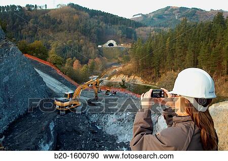 Stock Image - Site preparation for construction of concrete footings for viaduct. Fotosearch