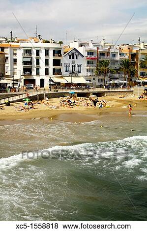 Sitges, Barcelona, Catalonia, Spain View Large Photo Image Stock Photo - Sitges, Barcelona, Catalonia, Spain. Fotosearch