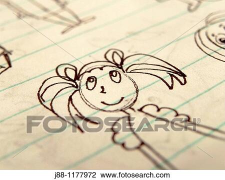 Sketchbook page with cartoon drawingYoung girl with a hopeful facial expression View Large Photo Image Stock Image - Sketchbook page with cartoon drawingYoung girl with a hopeful facial expression. Fotosearch