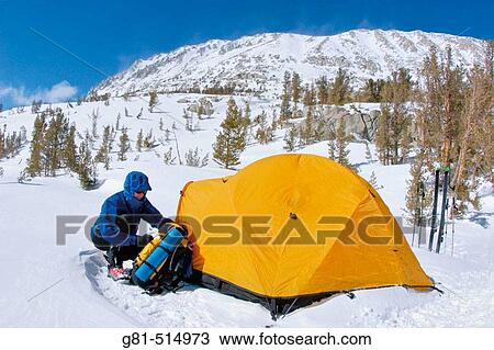 Skier and Yellow dome tent in a backcountry ski camp in Little Lakes Valley, Inyo National Forest, Sierra Nevada Mountains, California View Large Photo Image Stock Image - Skier and Yellow dome tent in a backcountry ski camp in Little Lakes Valley, Inyo National Forest, Sierra Nevada Mountains, California. Fotosearch