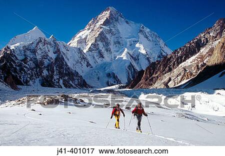 Skiers return from base of K2, Godwin-Austen glacier in spring. Karakoram mountains, Pakistan View Large Photo Image Stock Photo - Skiers return from base of K2, Godwin-Austen glacier in spring. Karakoram mountains, Pakistan. Fotosearch