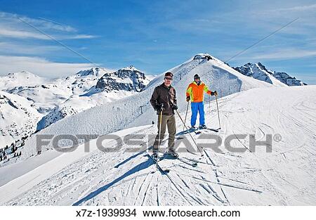 Picture - Skiing above Revelation Bowl at Telluride Mountain Resort in the San Juan Mountains in southwestern Colorado.. Fotosearch