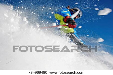 Stock Image - Skiing in Aran Valley Pyrenees Catalonia, Spain. Fotosearch