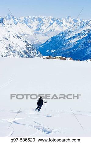 Stock Image - Skiing in Zermatt. Switzerland.. Fotosearch