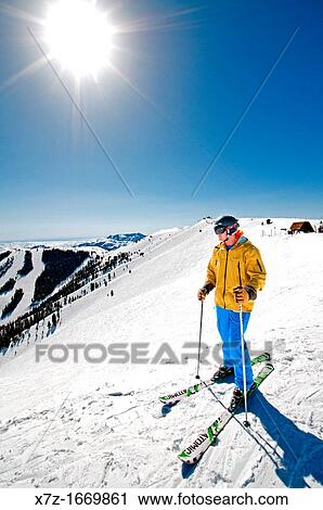 Skiing on Bald Mountain at Sun Valley Resort near the city of Ketchum in central Idaho View Large Photo Image Stock Image - Skiing on Bald Mountain at Sun Valley Resort near the city of Ketchum in central Idaho. Fotosearch