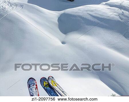 ski's in skilift and ontouched snow below, Flaine, France View Large Photo Image Stock Photograph - ski's in skilift and ontouched snow below, Flaine, France. Fotosearch