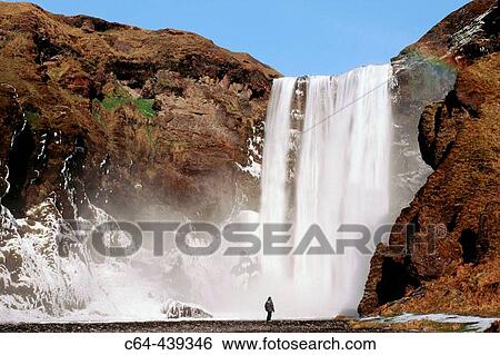 Skogafoss cascade. Iceland View Large Photo Image Stock Photograph - Skogafoss cascade. Iceland. Fotosearch