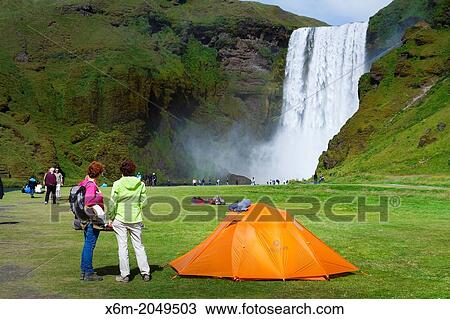 Stock Image - Skogafoss waterfall. Iceland, Europe.. Fotosearch