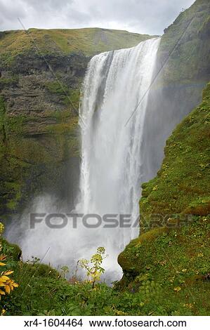Skogafoss Waterfall, Iceland View Large Photo Image Picture - Skogafoss Waterfall, Iceland. Fotosearch
