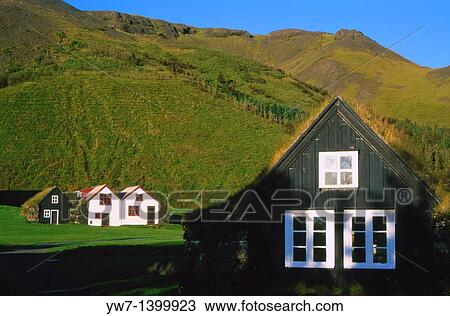Stock Image - Skogar village, Iceland. Fotosearch