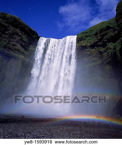 Stock Photo - Skogarfoss Waterfalls, Iceland. Fotosearch