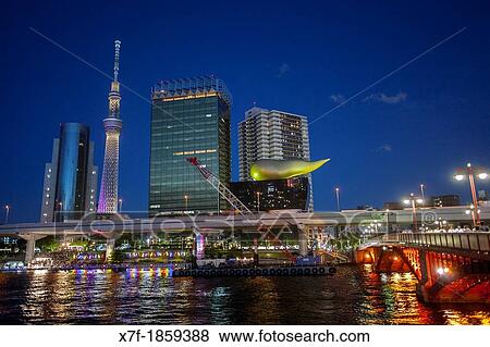 Sky Tree and Asahi building from Sumidagawa river, Asakusa District, Tokyo, Japan View Large Photo Image Stock Photo - Sky Tree and Asahi building from Sumidagawa river, Asakusa District, Tokyo, Japan. Fotosearch