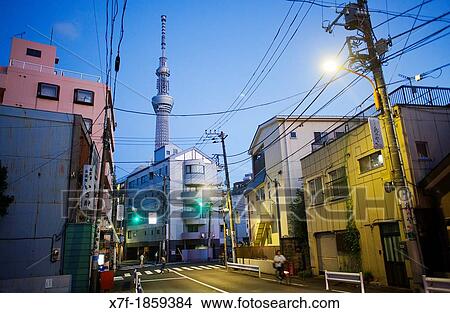 Sky Tree from Mukojima quarter, Sumida District, Tokyo, Japan View Large Photo Image Picture - Sky Tree from Mukojima quarter, Sumida District, Tokyo, Japan. Fotosearch