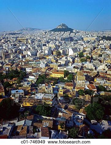 Skyline aerial with Mount Lycabettus hill, Athens, Greece View Large Photo Image Stock Photo - Skyline aerial with Mount Lycabettus hill, Athens, Greece. Fotosearch