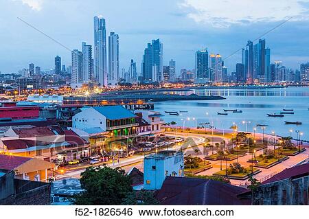 Skyline from Old Town, Panama City, Panama, Central America, America. View Large Photo Image Stock Photograph - Skyline from Old Town, Panama City, Panama, Central America, America.. Fotosearch