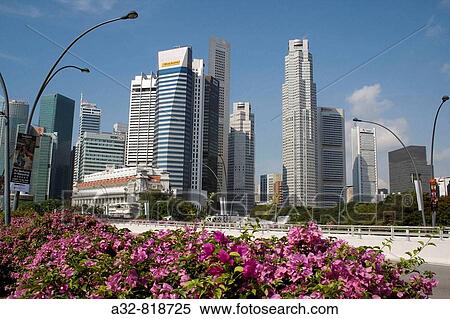 Skyline from the esplanade, Singapore City, Singapore View Large Photo Image Stock Photography - Skyline from the esplanade, Singapore City, Singapore. Fotosearch
