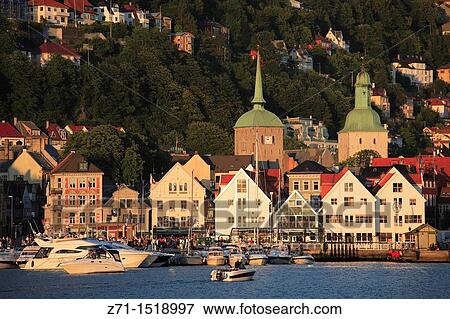 Stock Photo - Skyline, general view, harbour panorama, Bergen, Norway. Fotosearch